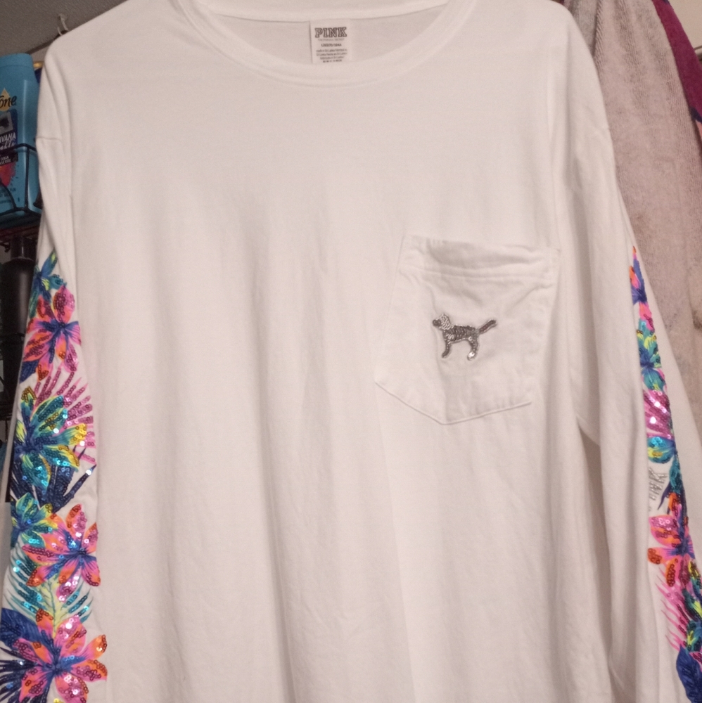 VS PINK tropical floral bling tee